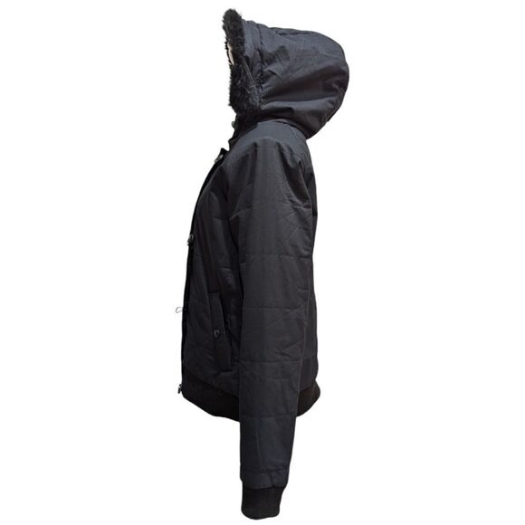 Body Glove Women's Large Hooded with Faux Fur Trim Jacket Zip Up in Black - Picture 5 of 10
